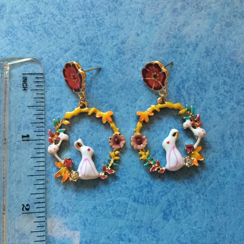 White Rabbit Earrings - Picture 3 of 4